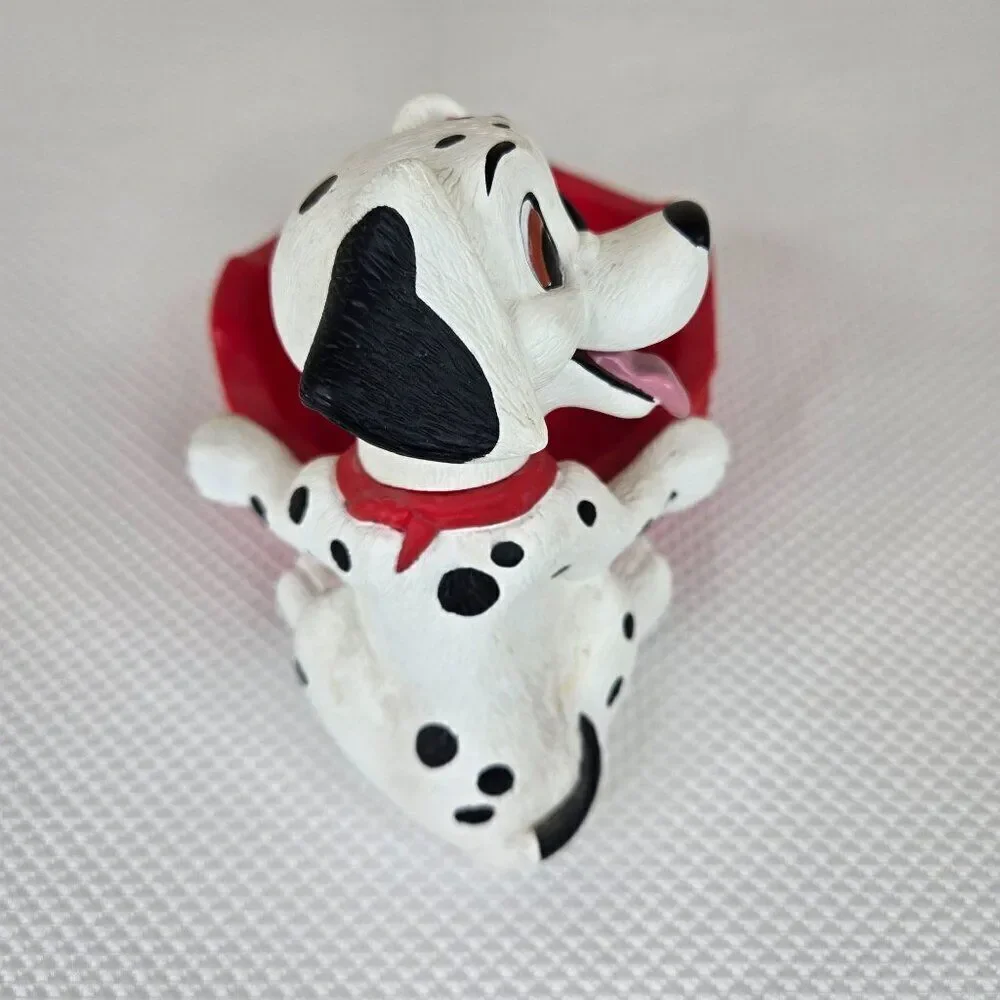 Vintage 90s Dog Bowl Figure Applause Disney 101 Dalmatians Red White Trinket Dis